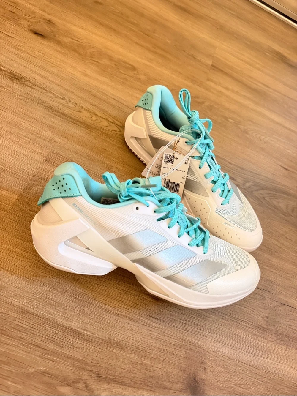 NEW ✨ Adidas Adizero Ubersonic 5 - Women's 9.5 - Aqua / White - Tennis - NEW ✨